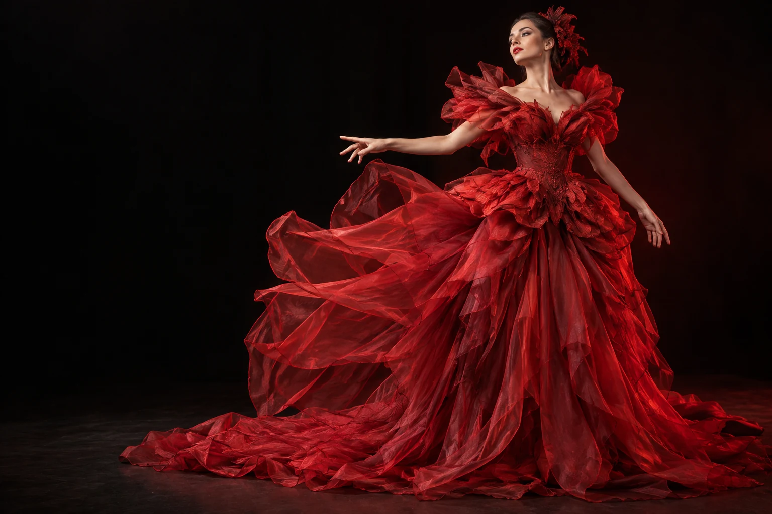 Scarlet sculptural stage dress concept